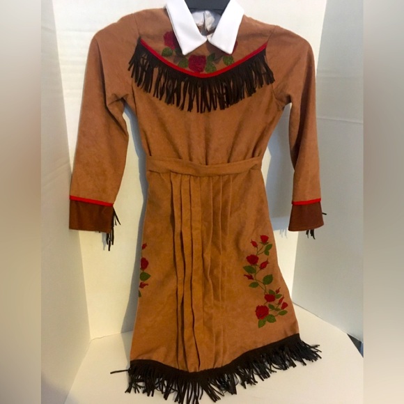 Native American/Indian Brown Dress Roses Child Size Large California Costume - Picture 1 of 6